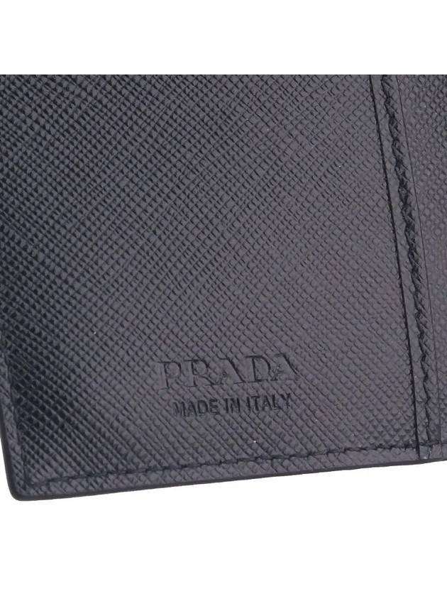 Saffiano Triangular Logo Flap Card Wallet Black - PRADA - BALAAN 3