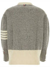 Donegal Diagonal Oversized Colour Block Wool Cardigan Grey Cream - THOM BROWNE - BALAAN 4