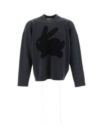 Bunny Print Wool Blend Knit Top Charcoal - JW ANDERSON - BALAAN 1