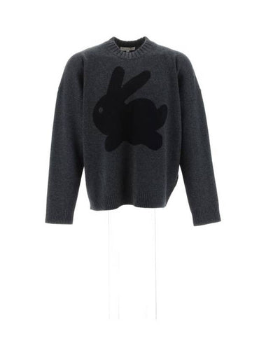 Bunny Print Wool Blend Knit Top Charcoal - JW ANDERSON - BALAAN 1