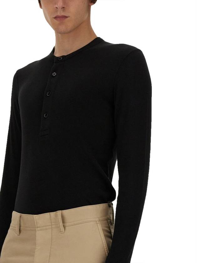 Henry Ribbed Long Sleeve T-Shirt Black - TOM FORD - BALAAN 5