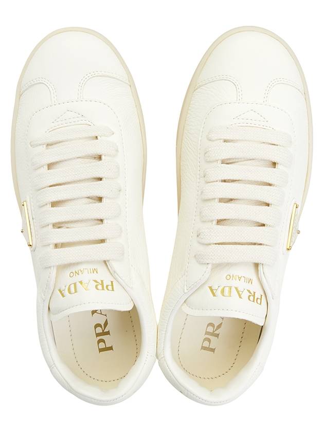 Leather Low Top Sneakers Ivory - PRADA - BALAAN 3