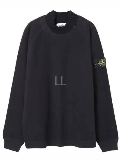 Garment Dyed Gauze Mock Neck Sweatshirt Black - STONE ISLAND - BALAAN 2