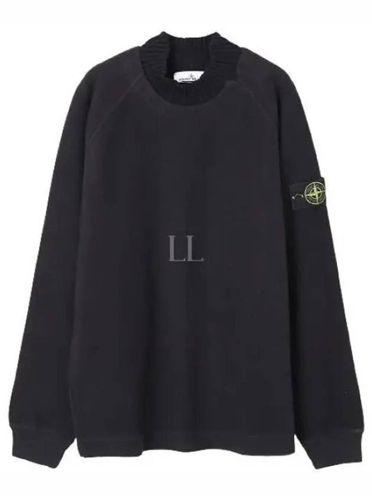 Garment Dyed Gauze Mock Neck Sweatshirt Black - STONE ISLAND - BALAAN 2