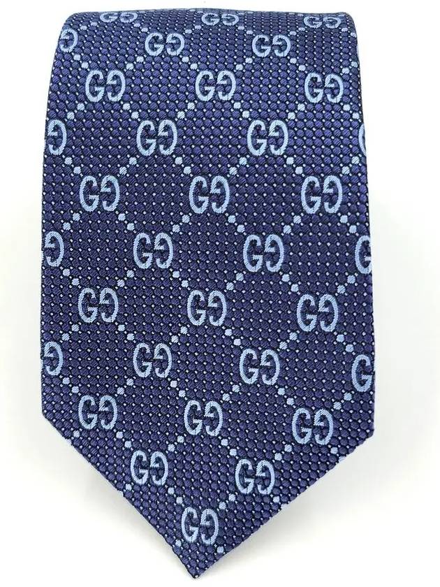 Men's GG Dot Pattern Silk Necktie Navy - GUCCI - BALAAN 2