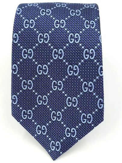 Men's GG Dot Pattern Silk Necktie Navy - GUCCI - BALAAN 2