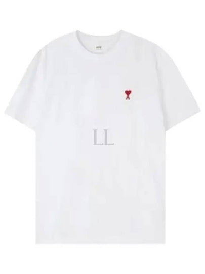 Small Heart Logo Short Sleeve T-Shirt White - AMI - BALAAN 2