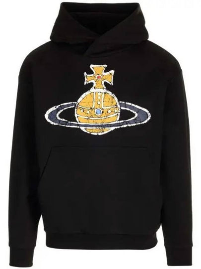 Embroidered Logo Cotton Hoodie Black - VIVIENNE WESTWOOD - BALAAN 2