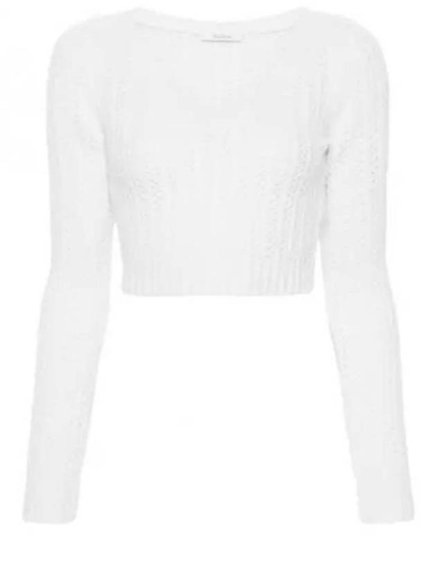 Ifrem Wool Cashmere Crop Knit Top White - MAX MARA - BALAAN 2