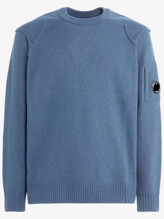 Lambswool GRS Crew Neck Knit Top Blue - CP COMPANY - BALAAN 2