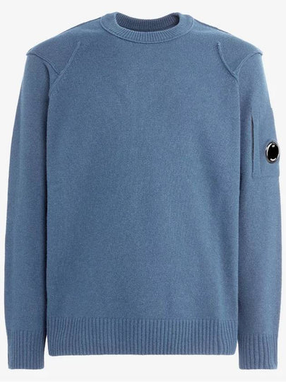 Lambswool GRS Crew Neck Knit Top Blue - CP COMPANY - BALAAN 2