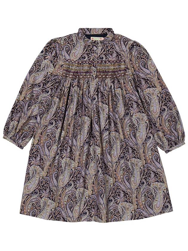 Bonpoint Girls Liberty Corduroy Paisley Print Tamsin Dress, Size 12Y - BONPOINT - BALAAN 1