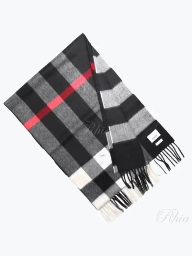 Gingham Check Fringe Muffler Navy - BURBERRY - BALAAN 2