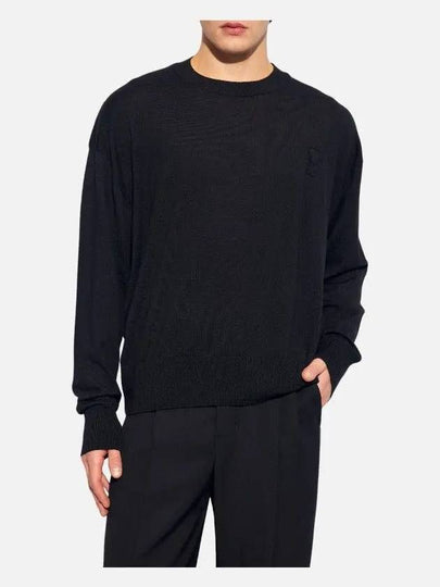 De Coeur Embroidery Crewneck Knit Top Black - AMI - BALAAN 2