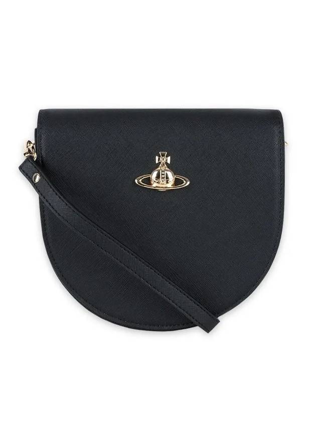 Women's Gold Logo Cross Saddle Bag Black - VIVIENNE WESTWOOD - BALAAN 3