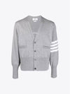 Men's 4 Bar Mr. Tom Icon Intarsia Bag Classic Merino Wool Cardigan Grey - THOM BROWNE - BALAAN 2