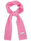 Logo Patch Wool Blend Muffler Pink - GANNI - BALAAN 4