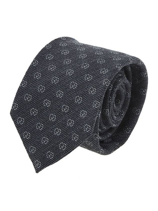 Men's GG Pattern Silk Tie Navy - GUCCI - BALAAN.