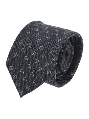 Men's GG Pattern Silk Tie Navy - GUCCI - BALAAN 1