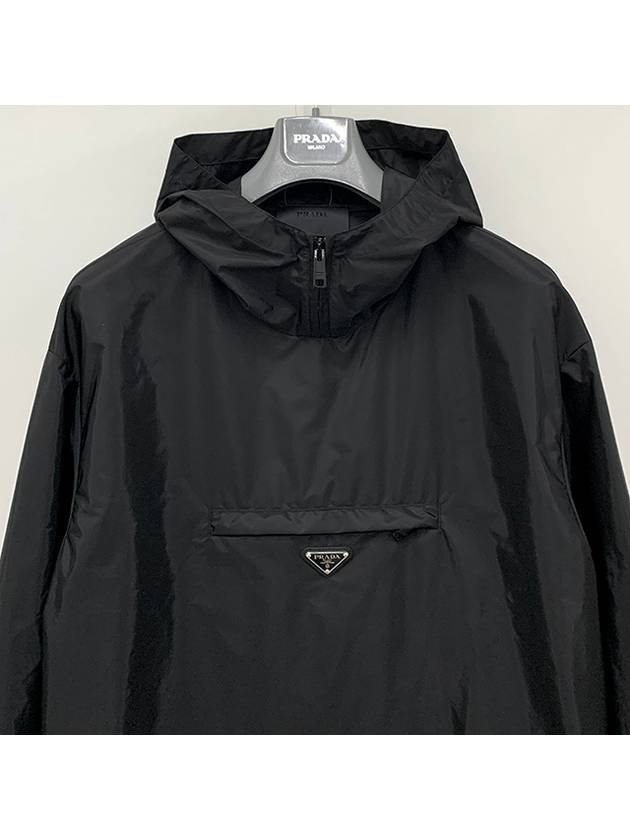 Triangle Logo Re-Nylon Hoodie Black - PRADA - BALAAN 4