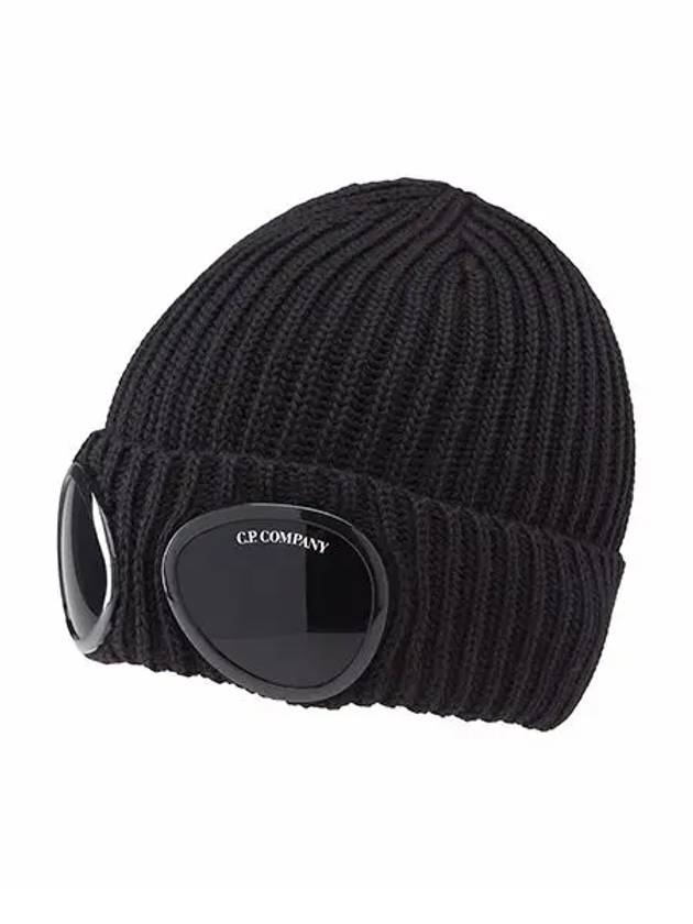 Extra Fine Merino Wool Goggle Beanie Black - CP COMPANY - BALAAN 3