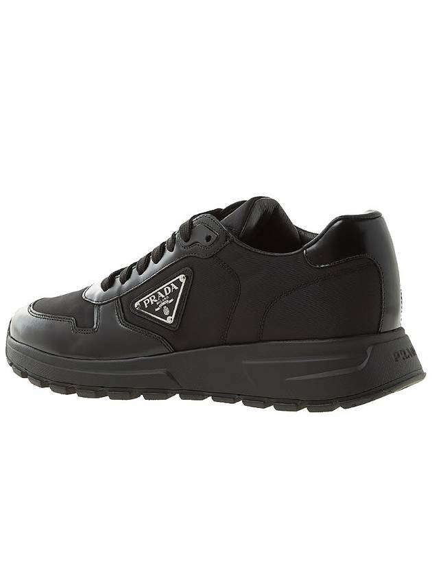 Prax 01 Re-Nylon Brushed Leather Low-Top Sneakers Black - PRADA - BALAAN 4