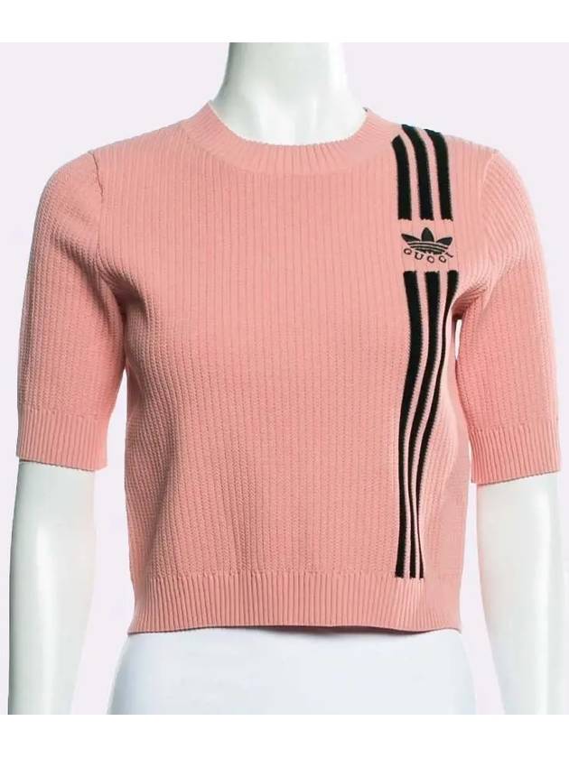 3 Stripe Crop Knit Top Pink - GUCCI - BALAAN 4