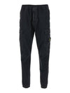 Stretch Cotton Cargo Straight Pants Black - STONE ISLAND - BALAAN 1