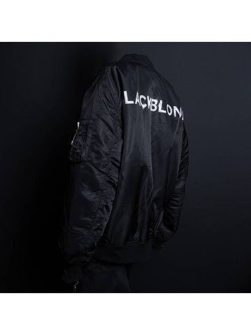 Ripped Custom Sprayed Logo MA 1 Bomber Jacket Black - BLACKBLOND - BALAAN 1