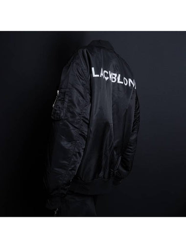 Ripped Custom Sprayed Logo MA 1 Bomber Jacket Black - BLACKBLOND - BALAAN 1