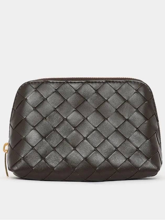 Intrecciato Leather Pouch Dark Brown - BOTTEGA VENETA - BALAAN 2