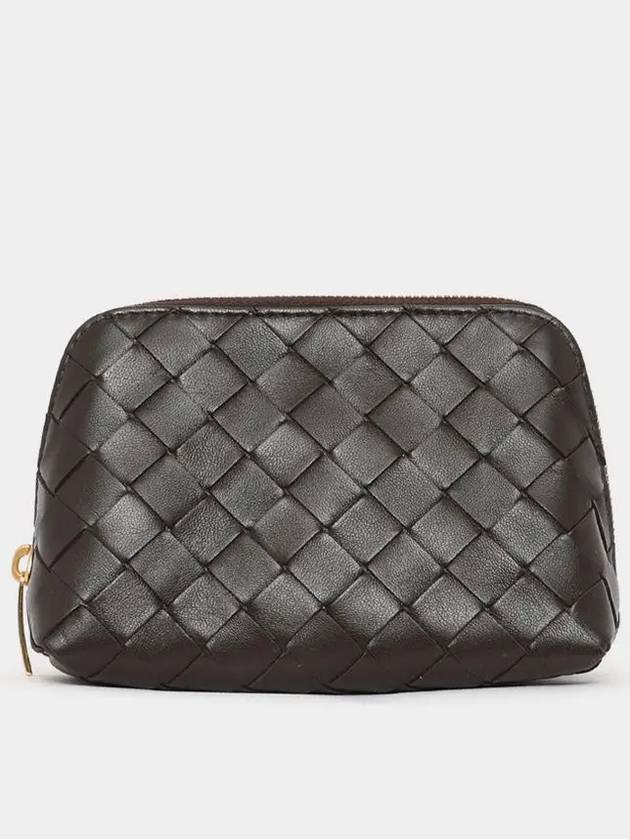 Intrecciato Leather Pouch Dark Brown - BOTTEGA VENETA - BALAAN 3