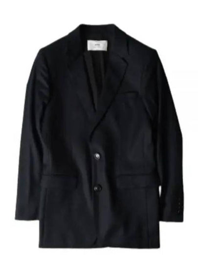 Virgin Wool Two-Button Jacket Black - AMI - BALAAN 2