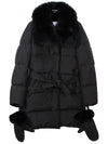 Fox fur collar down padding YM03290DOXW C99 NOIR YVC026bk - YVES SALOMON - BALAAN 1