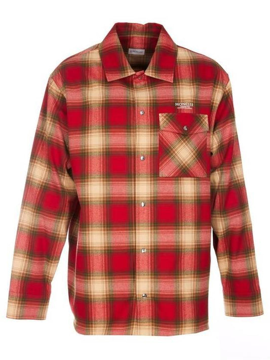 Flannel Check Long Sleeve Shirt Yellow Red - MONCLER - BALAAN.