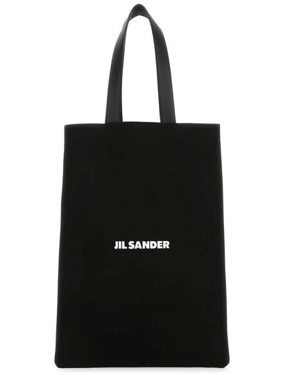 Logo Print Large Cotton Tote Bag Black - JIL SANDER - BALAAN 2