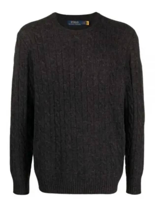 Embroid Logo Cable Knit Top Dark Grey - POLO RALPH LAUREN - BALAAN 2