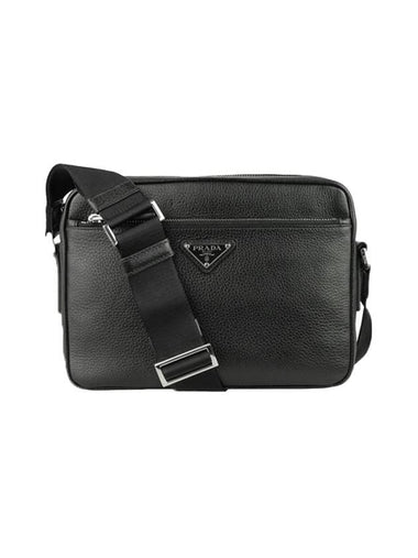 Vitello Triangle Logo Cross Bag Black - PRADA - BALAAN 1