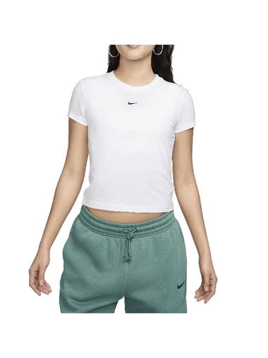 Sportswear Chill Knit Crop T Shirt W White Black FV5509 100 - NIKE - BALAAN 1