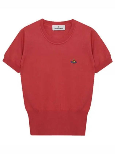 Bea Embroidery Logo Short Sleeve Knit Top Red - VIVIENNE WESTWOOD - BALAAN 2