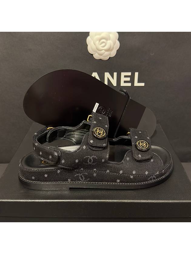 Sandals 365 Black Denim Velcro Sandals - CHANEL - BALAAN 7