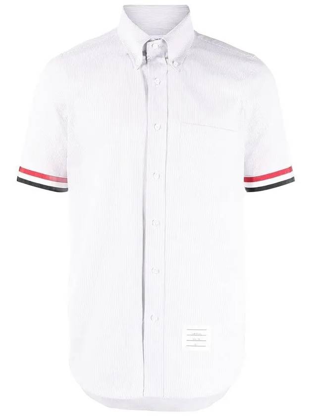 Men's Pincode Armband Short Sleeve Shirt Grey - THOM BROWNE - BALAAN 3