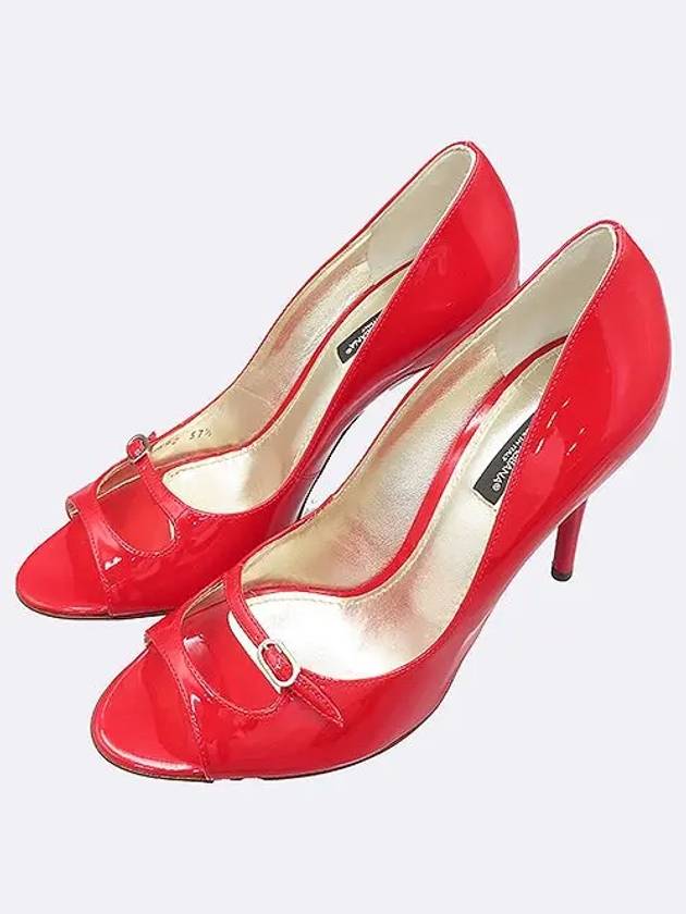 7592 Red color enamel open toe pumps women s shoes 245MM - DOLCE&GABBANA - BALAAN 5