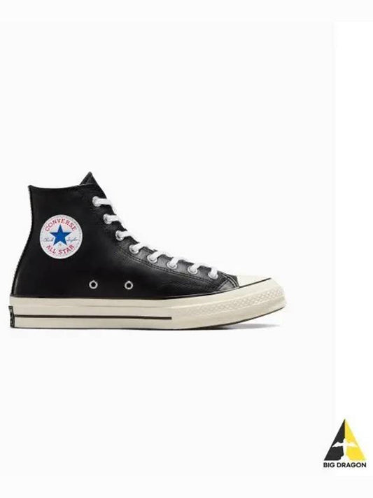 Chuck 70 Leather High Top Sneakers Black - CONVERSE - BALAAN 2