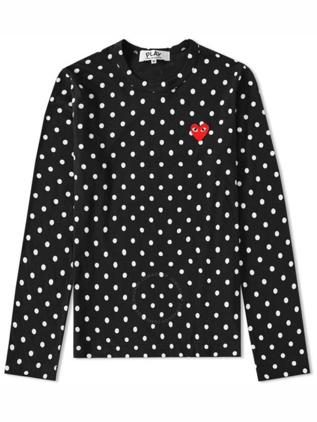 Cdg Play Long Sleeve Polka Dot Heart Embroidered T-Shirt, Size Small - COMME DES GARCONS PLAY - BALAAN 1