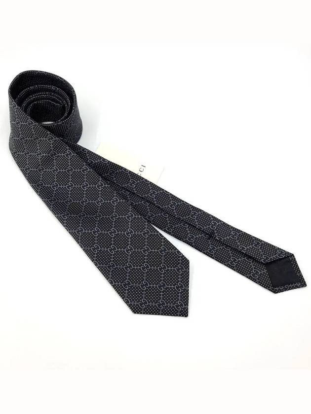 Men's GG Dot Pattern Silk Necktie Black - GUCCI - BALAAN 3