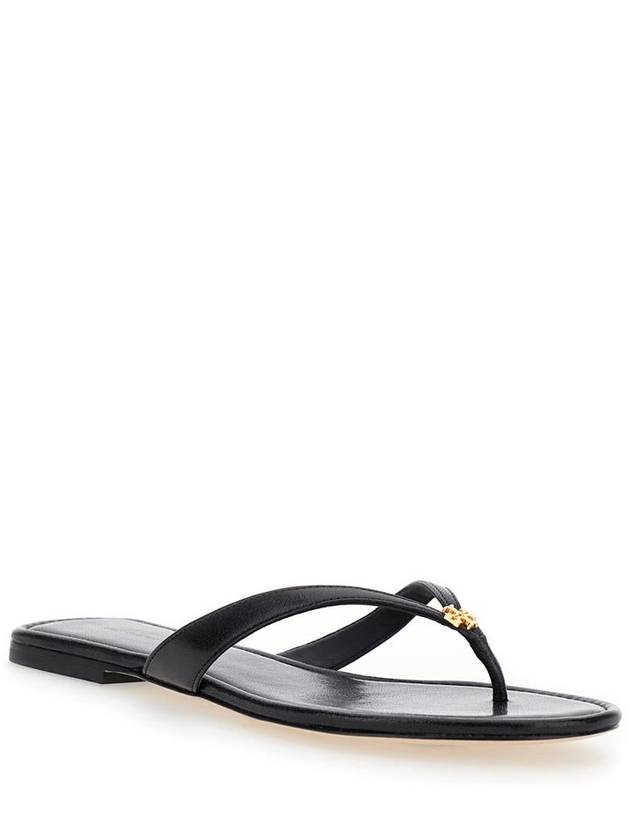 Capri Logo Plaque Flip Flops Black - TORY BURCH - BALAAN 3