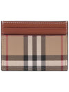 Check Print Leather Card Holder Beige - BURBERRY - BALAAN 5