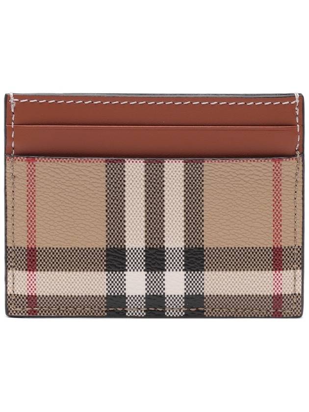 Check Print Leather Card Holder Beige - BURBERRY - BALAAN 5