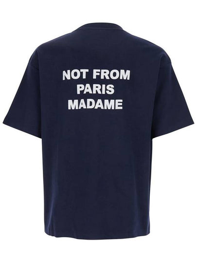 Blue Crewneck T-Shirt With Slogan Print On The Front And Back In Cotton Man - DROLE DE MONSIEUR - BALAAN 2